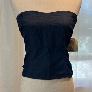 Energie Dark Blue Denim Strapless Crop Top